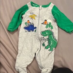 Green and Gray Dinosaur Kids One Piece